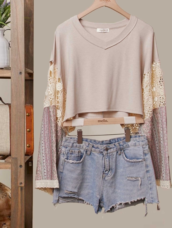 Tops - 172 | Bell Sleeve Crochet Boho Top